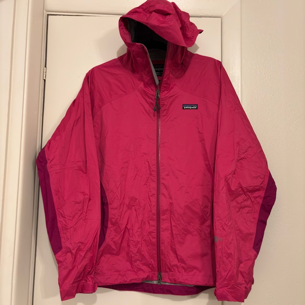 Patagonia Women’s Shadow Pink Hooded Windbreaker Jacket h2no  Size L